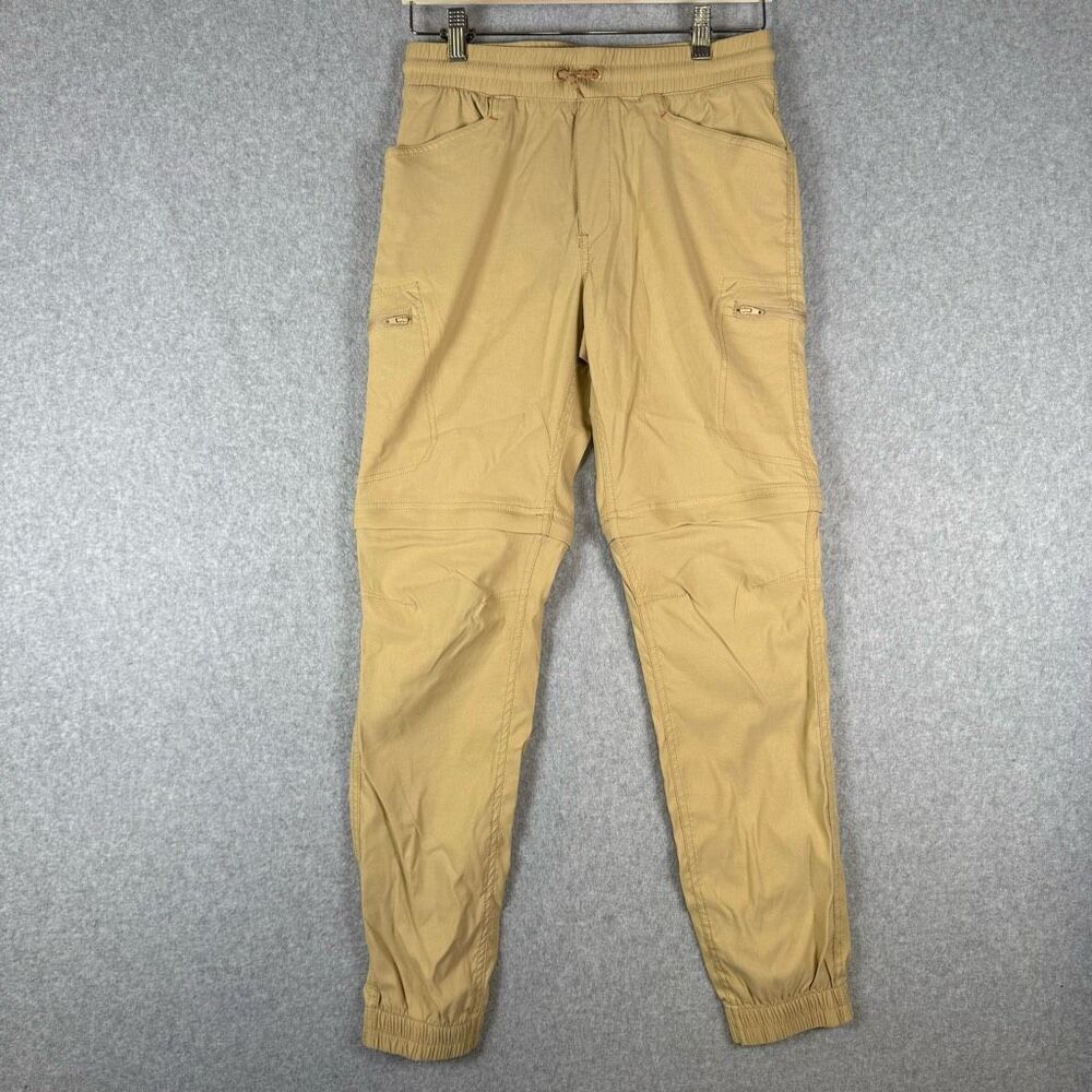 Eddie Bauer Boys Large Nylon Convertible Cargo Jogger Pants Tan Drawstring
